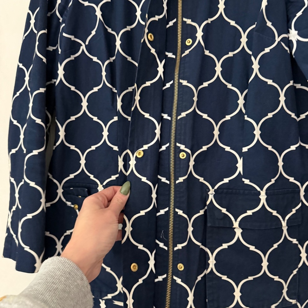 Stylish dark Charter Club Dark Blue and White zippered Patterned Jacket jacket w - Picture 8 of 8